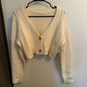 Rumors - Cream Cable Knit Cropped Sweater